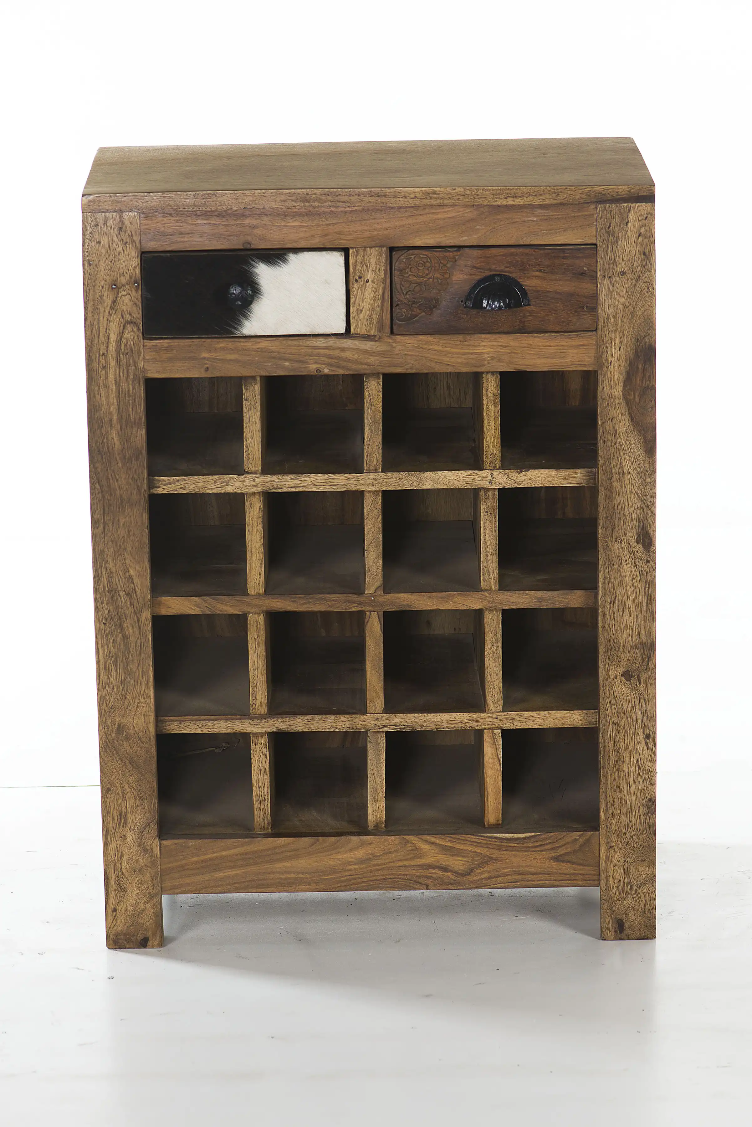 Wood Winerack Cabinet with 2 Drawers & 16 Bottles Rack - popular handicrafts